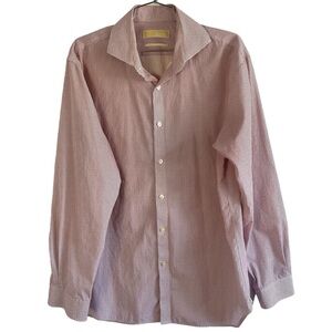 MICHEAL KORS RED WHITE DRESS SHIRT SLIM FIT  COTTON BUTTON DOWN SHIRT MEN 16 1/2